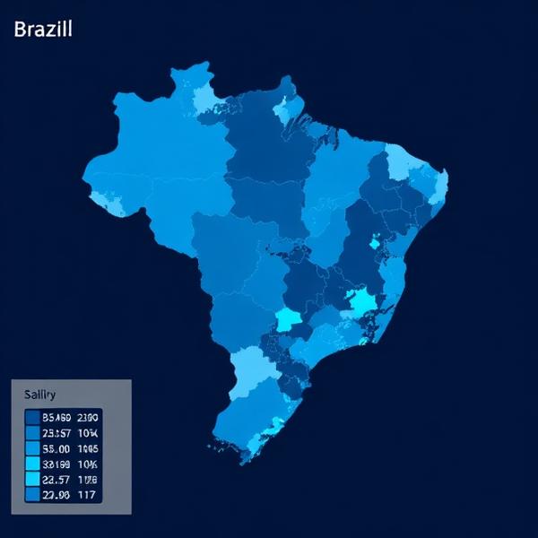 Mapa do Brasil com densidade salarial por unidade federativa
